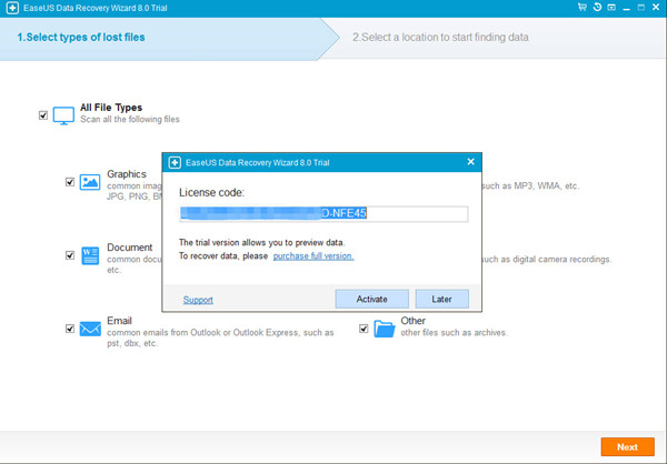 easeus data recovery offline activation