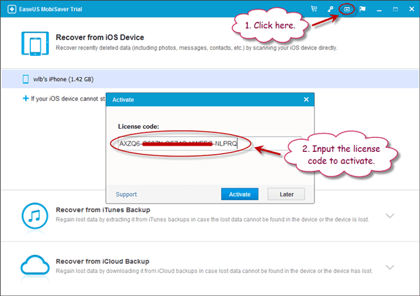 where is easeus activation code